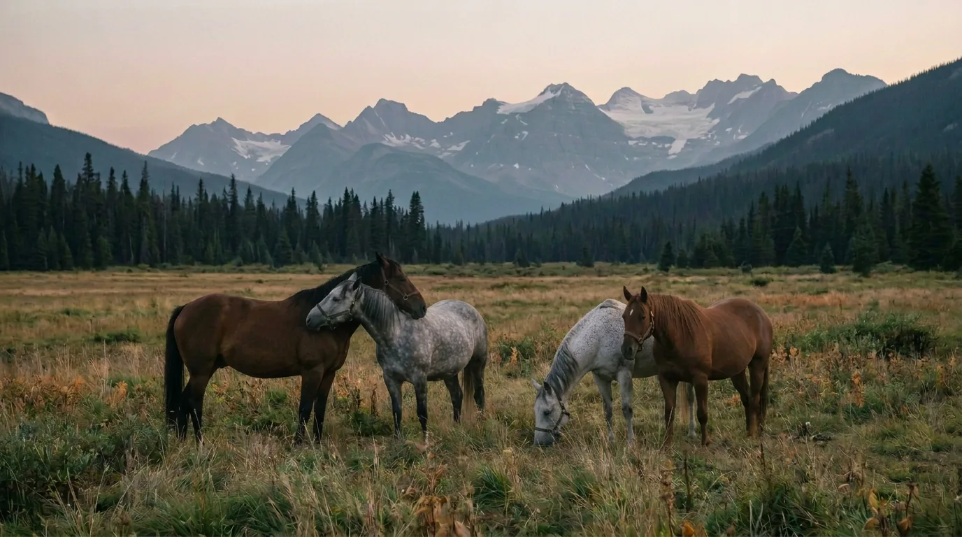 Chevaux en liberté, Centre équestre de Thônes, Haute-Savoie
